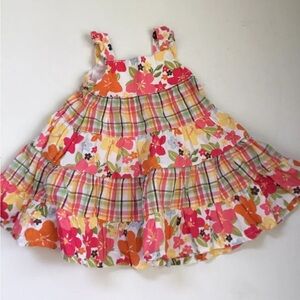 Gymboree Aloha Sunshine Tropical Floral Plaid Tiered Dress